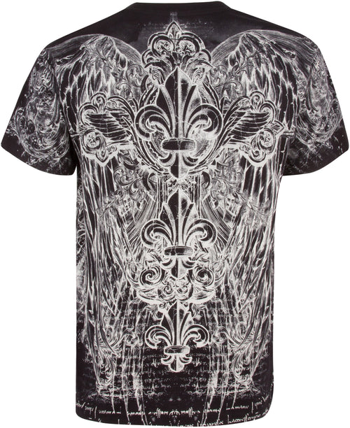Men's Graphic Cotton T-Shirt – Fleur De Lis & Vines Print