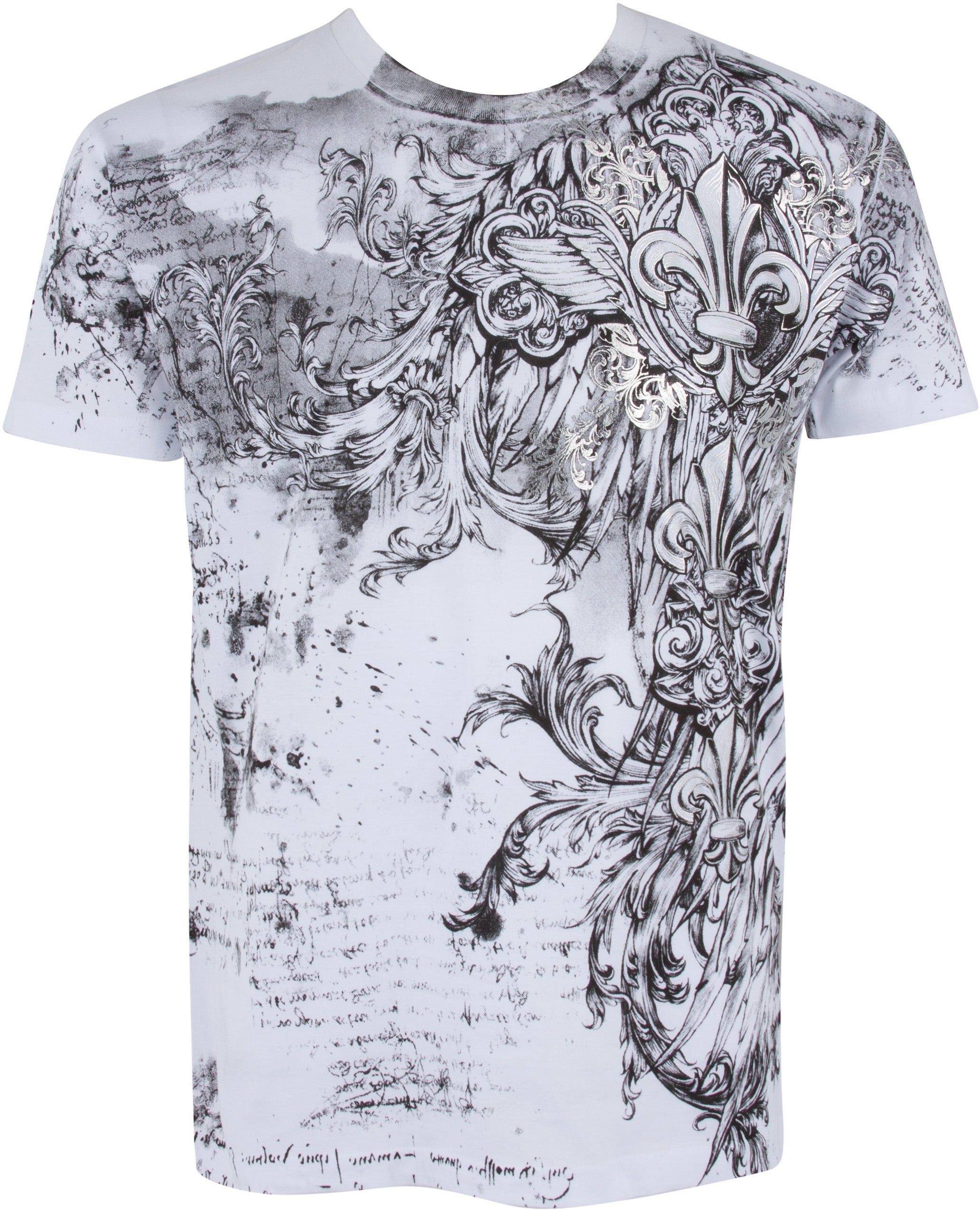 Men's Graphic Cotton T-Shirt – Fleur De Lis & Vines Print