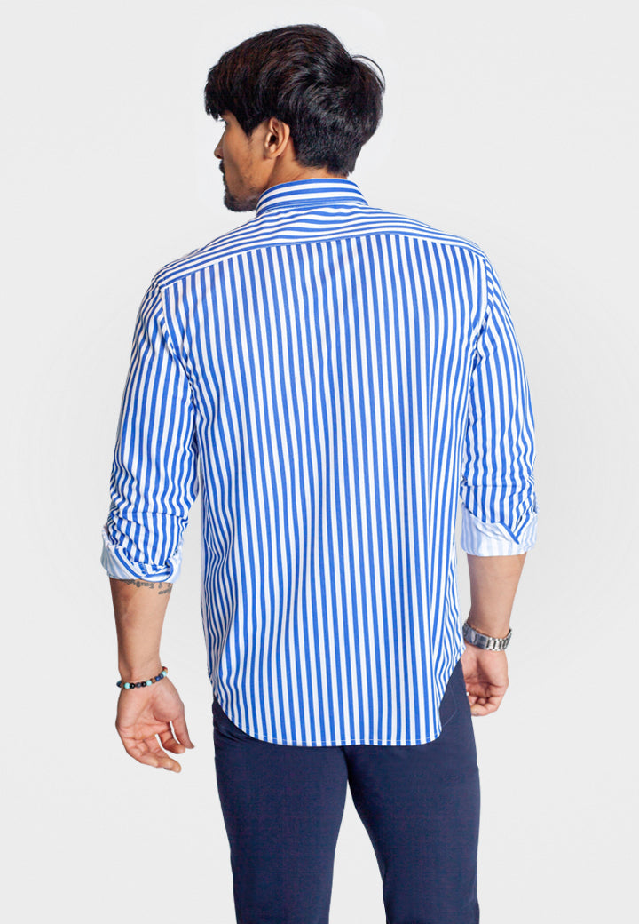 Men's Long Sleeve Performance Tech Shirt – Royal Blue Stripe