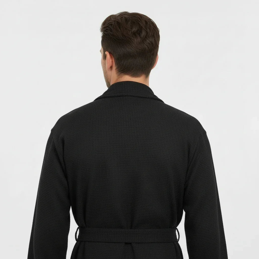 Men's Waffle Spa Bathrobe – Lightweight & Absorbent Kimono Robe
