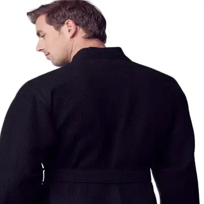 Men's Waffle Spa Bathrobe – Lightweight & Absorbent Kimono Robe