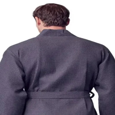 Men's Waffle Spa Bathrobe – Lightweight & Absorbent Kimono Robe