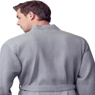 Men's Waffle Spa Bathrobe – Lightweight & Absorbent Kimono Robe