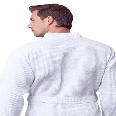 Men's Waffle Spa Bathrobe – Lightweight & Absorbent Kimono Robe