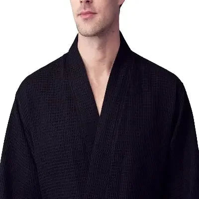 Men's Waffle Spa Bathrobe – Lightweight & Absorbent Kimono Robe