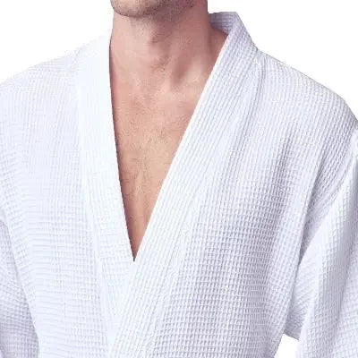 Men's Waffle Spa Bathrobe – Lightweight & Absorbent Kimono Robe