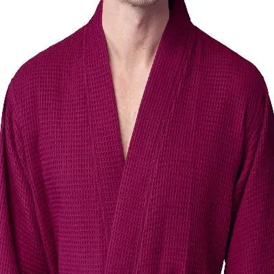 Men's Waffle Spa Bathrobe – Lightweight & Absorbent Kimono Robe