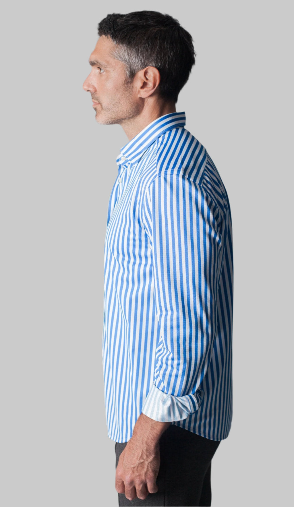 Men's Long Sleeve Performance Tech Shirt – Royal Blue Stripe